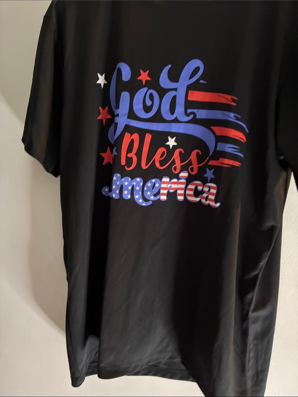 Armored Black Woman’s Tee Shirt with Red, White & Blue Patriotic Graphic